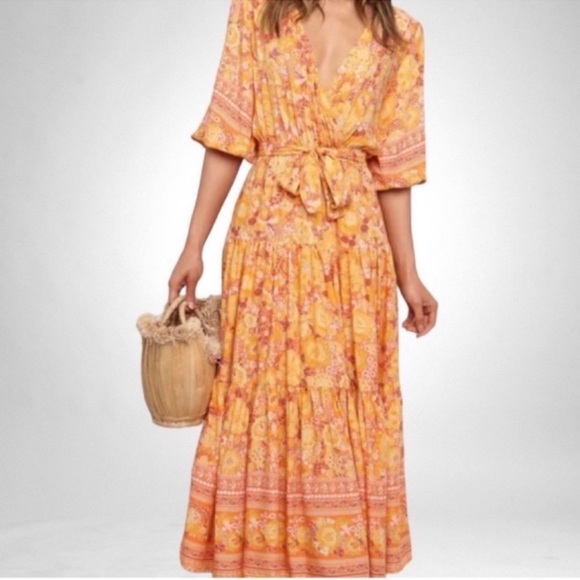 NEW Petal & Pump Floral Zesty Dress Orange SZ S - Picture 1 of 10